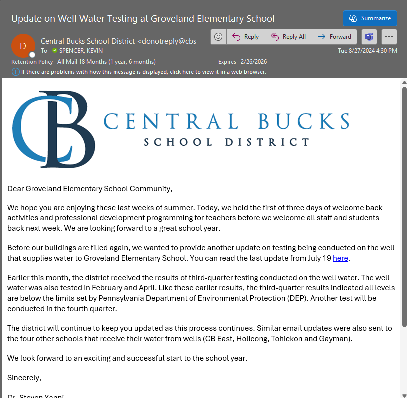 Groveland August Email